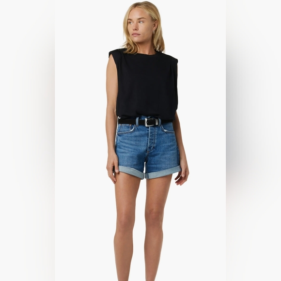 Free Assembly Pants - Free Assembly Rolled Cuff High Waist Denim Shorts